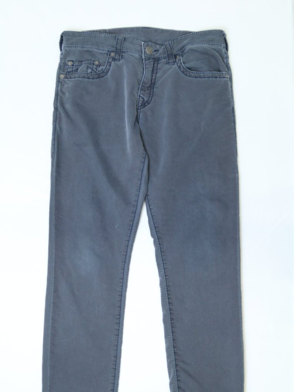 Men's Grey True Religion Geno Relaxed Slim Jeans Size 33"